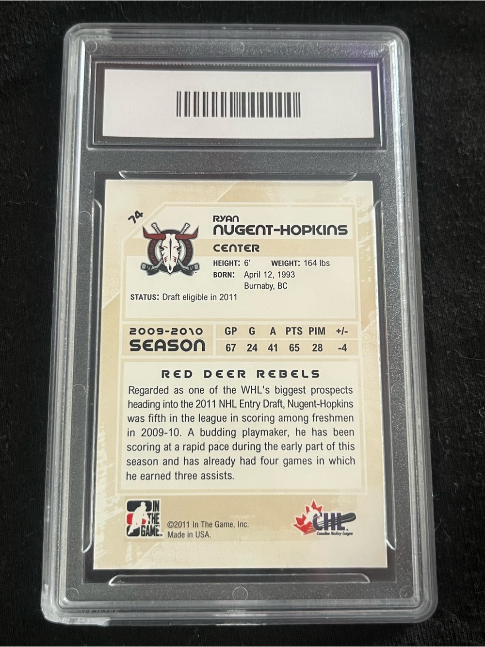 2010-11 ITG Heroes and Prospects #74 Ryan Nugent Hopkins Pre Rookie Card GMA 10